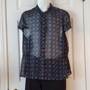 Plus Size Sheer Short Sleeve Blouse
